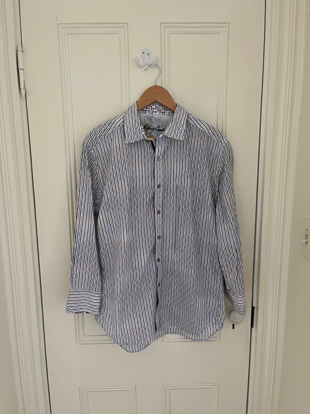 Robert Graham Mens XL White Geometric Print Classic Fit Shirt